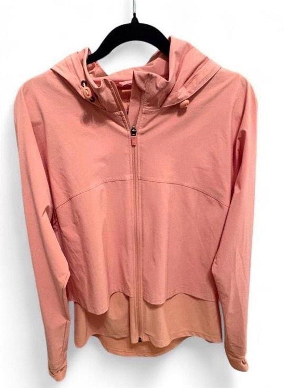 Sweaty Betty Fast Track Running Jacket L Salmon Coral Peach Hooded